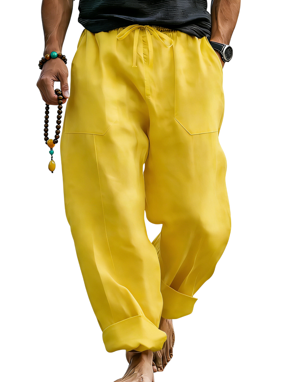 Men’s Linen Blend Loose Fit Pants  Breathable Summer Beach Trousers