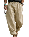 Men’s Linen Blend Loose Fit Pants  Breathable Summer Beach Trousers