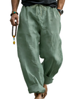 Men’s Linen Blend Loose Fit Pants  Breathable Summer Beach Trousers