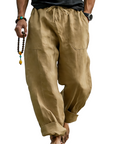Men’s Linen Blend Loose Fit Pants  Breathable Summer Beach Trousers
