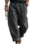 Men’s Linen Blend Loose Fit Pants  Breathable Summer Beach Trousers