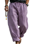 Men’s Linen Blend Loose Fit Pants  Breathable Summer Beach Trousers