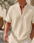 Mivanity Beach Wear Band Collar Shirts